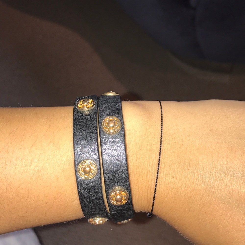 Navy blue and gold wrap bracelet